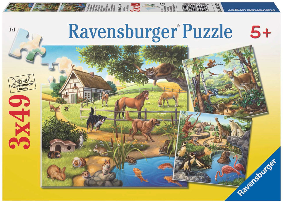 Ravensburger - Forest Zoo & Pets Puzzle 3x49 pieces - Ravensburger Australia & New Zealand