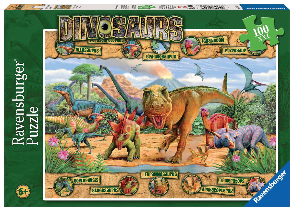 Puzzle Ravensburger 100 Pièces – Au Milieu Des Dinosaures – Dès 6 Ans, 49 X 36 Cm
