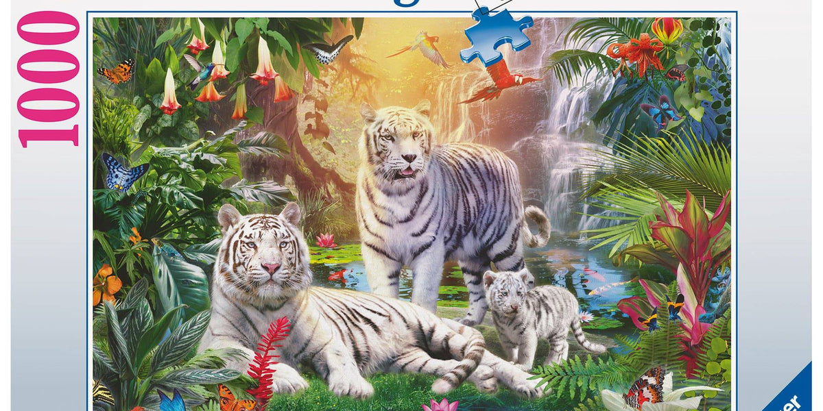 Albino White Tiger Jigsaw Puzzle, Mosaic Puzzle, Family Time Activity - View #3